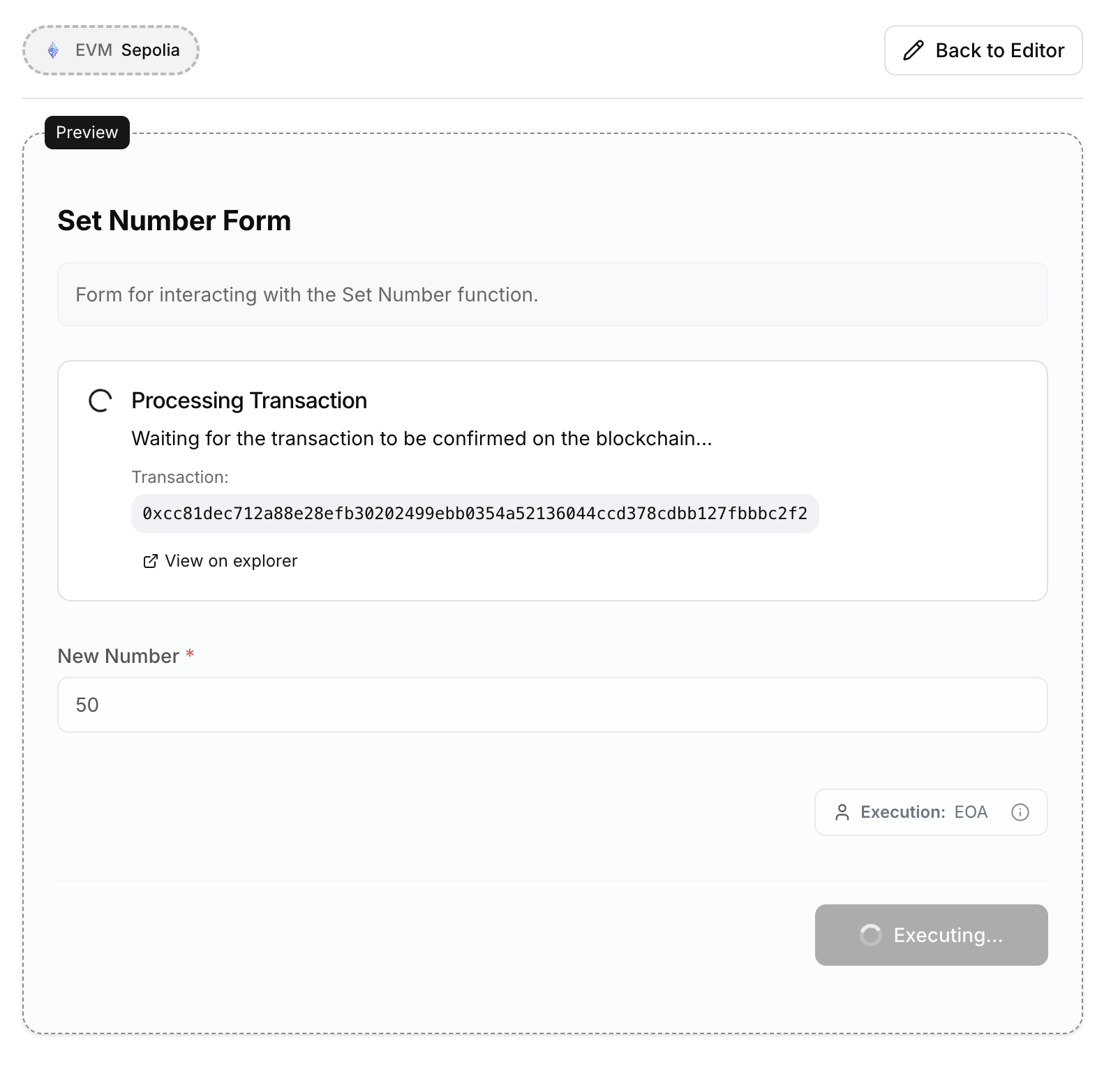 Customization preview transaction